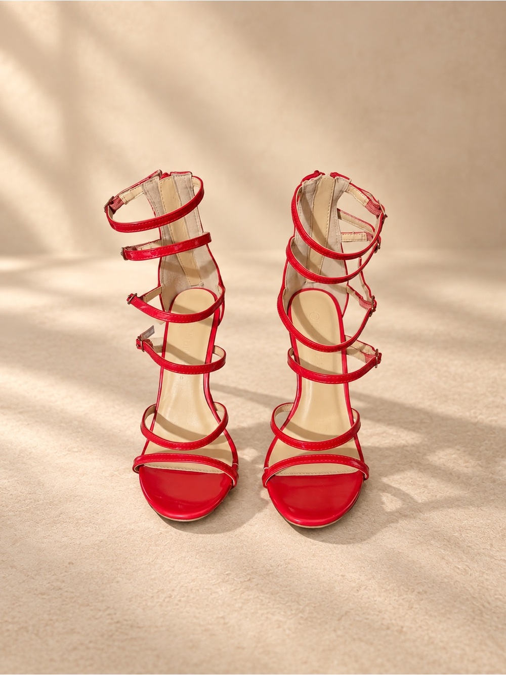 🔥 Wild Diva Lounge Red Strappy Stiletto Heels – Size 7.5